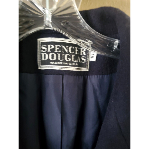 Vintage Spencer Douglas Navy Blue Double-Breasted Gold Button Wool Coat 10 or M - Picture 3 of 4